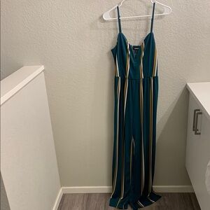 Express Teal and Gold Striped Maxi Dress